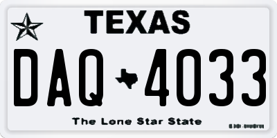 TX license plate DAQ4033