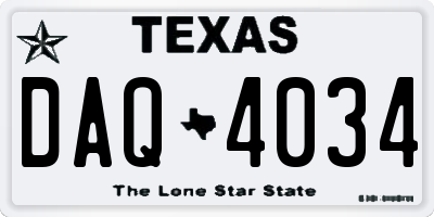 TX license plate DAQ4034