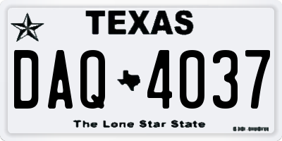 TX license plate DAQ4037