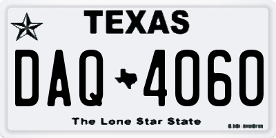 TX license plate DAQ4060