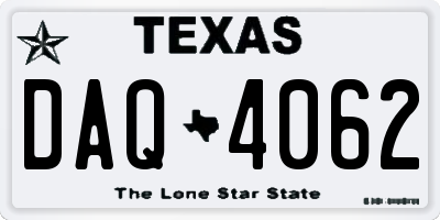 TX license plate DAQ4062