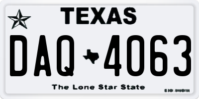 TX license plate DAQ4063
