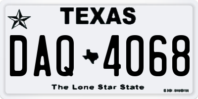TX license plate DAQ4068