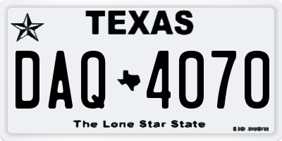TX license plate DAQ4070
