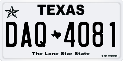 TX license plate DAQ4081