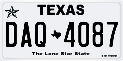 TX license plate DAQ4087