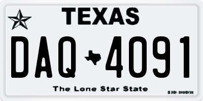 TX license plate DAQ4091