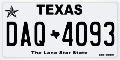 TX license plate DAQ4093