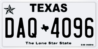 TX license plate DAQ4096