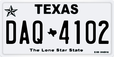 TX license plate DAQ4102