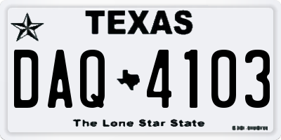 TX license plate DAQ4103