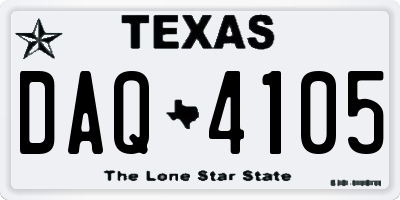 TX license plate DAQ4105