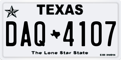 TX license plate DAQ4107