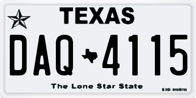 TX license plate DAQ4115
