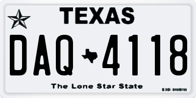 TX license plate DAQ4118