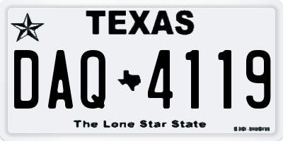 TX license plate DAQ4119