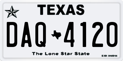 TX license plate DAQ4120