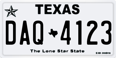 TX license plate DAQ4123