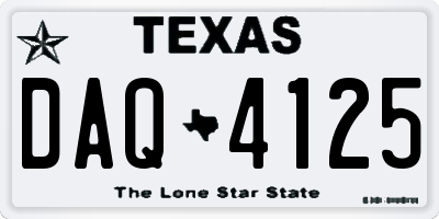 TX license plate DAQ4125