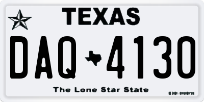 TX license plate DAQ4130