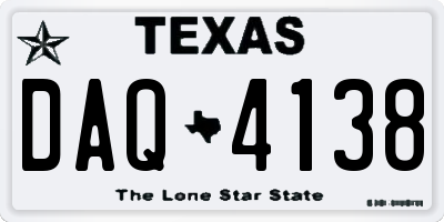 TX license plate DAQ4138