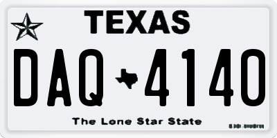 TX license plate DAQ4140