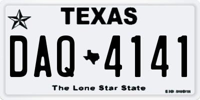 TX license plate DAQ4141