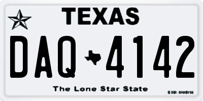 TX license plate DAQ4142