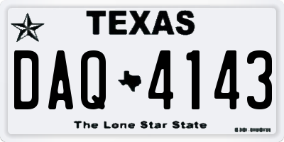 TX license plate DAQ4143