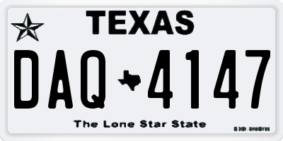 TX license plate DAQ4147