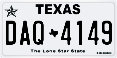 TX license plate DAQ4149