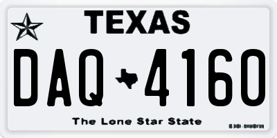 TX license plate DAQ4160