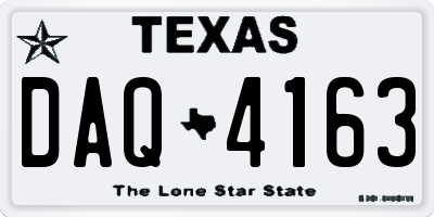 TX license plate DAQ4163