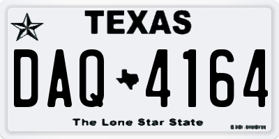 TX license plate DAQ4164