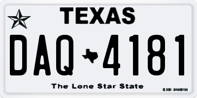 TX license plate DAQ4181