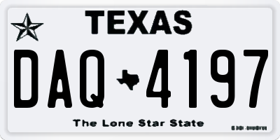 TX license plate DAQ4197