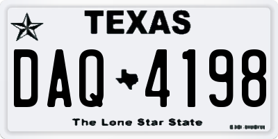 TX license plate DAQ4198