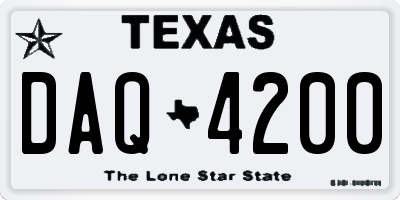TX license plate DAQ4200