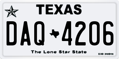 TX license plate DAQ4206