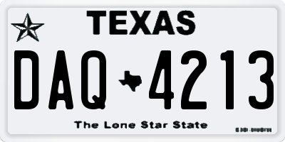 TX license plate DAQ4213