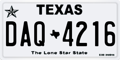 TX license plate DAQ4216