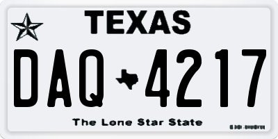 TX license plate DAQ4217