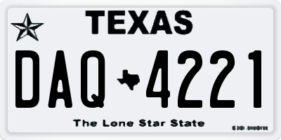 TX license plate DAQ4221