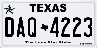 TX license plate DAQ4223