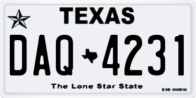 TX license plate DAQ4231