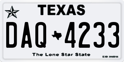 TX license plate DAQ4233