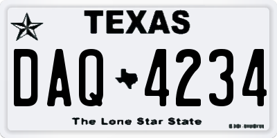 TX license plate DAQ4234