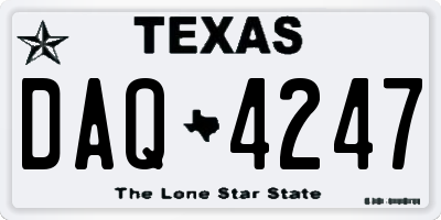 TX license plate DAQ4247