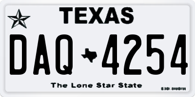 TX license plate DAQ4254