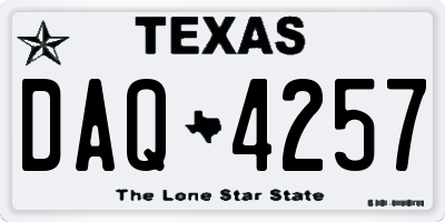 TX license plate DAQ4257